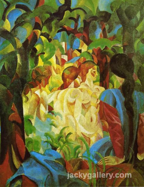 Girls Bathing with Town in Background, August Macke painting
